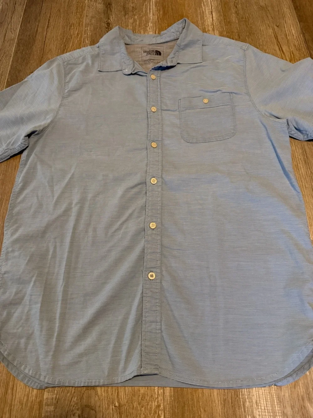 The North Face Men's Pale Blue Short-Sleeve Button-Down Shirt